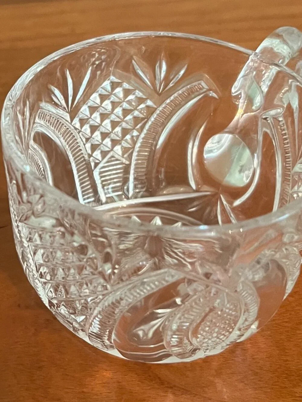 5 EAPG crystal punch cups pineapple and fan pattern